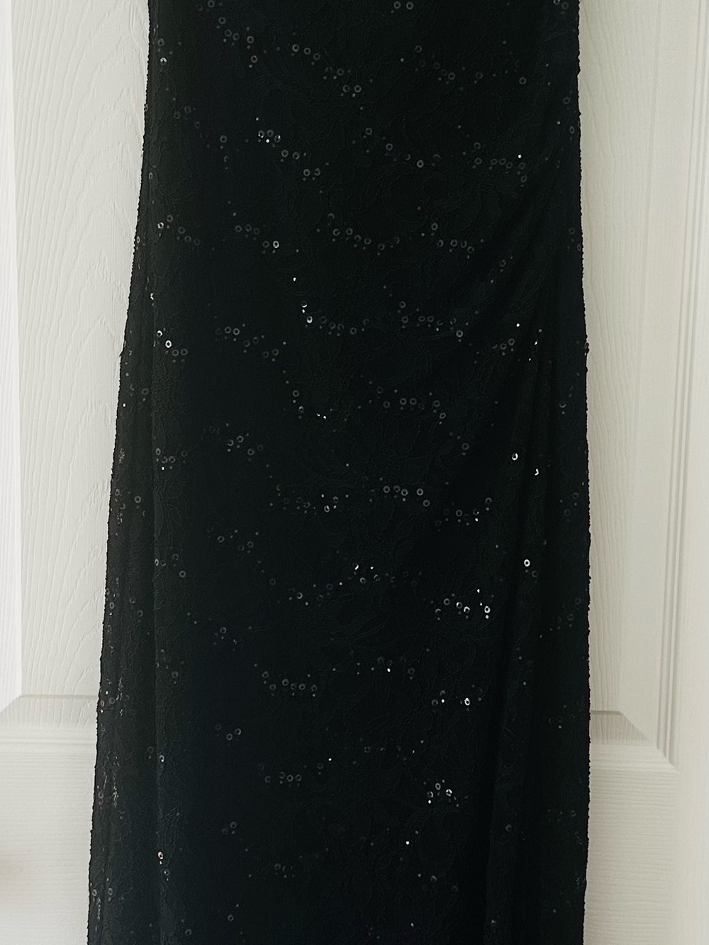 Lauren Ralph Lauren Evening Black Lace Sequin Maxi Dress Gown Size 10